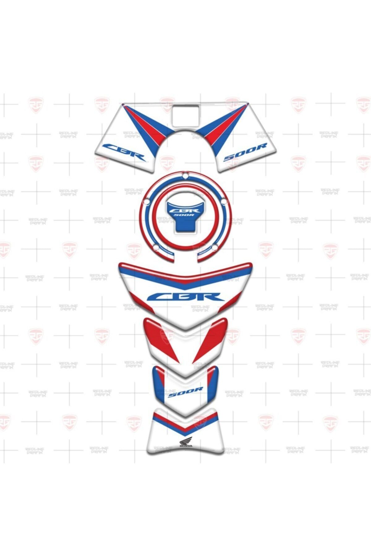 Redline Grafik 2017-2020 Honda Cbr 500r Hrc Special Tank Pad Depo Kapak Gidon Pad Set 3'lü Set