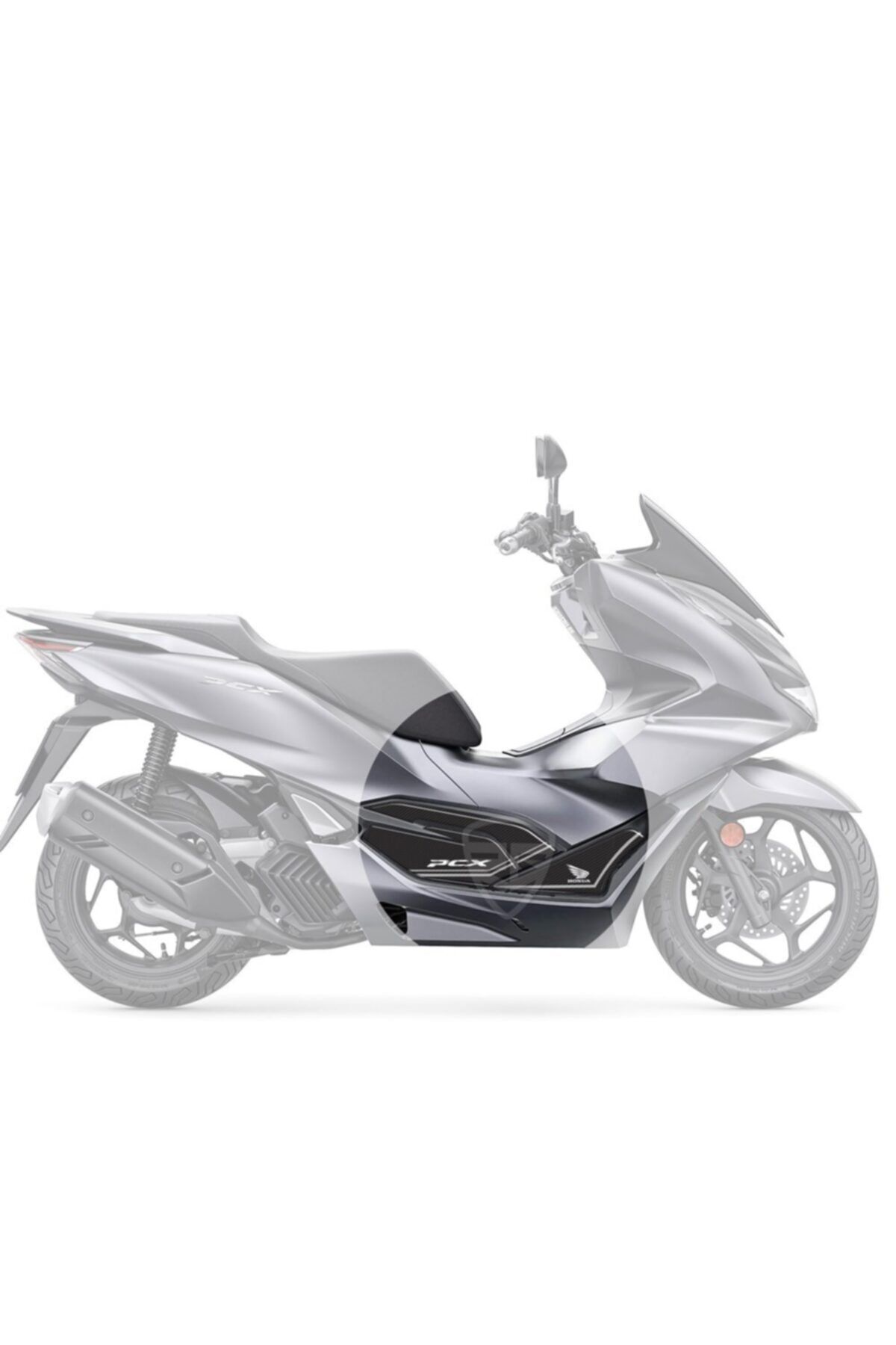 Redline Grafik Honda Pcx 125 2021 Gri Motosiklet Için Karbon Desen Gri Yan Pad