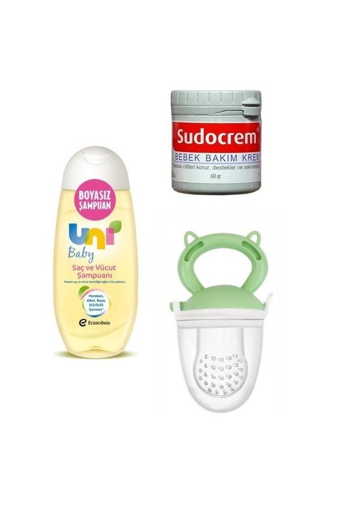 Uni Baby Boyasız Saç Ve Vücut Şampuanı 200 ml Ve Bakım Kremi 60 gr Ve Meyve Süzgeci Yeşil