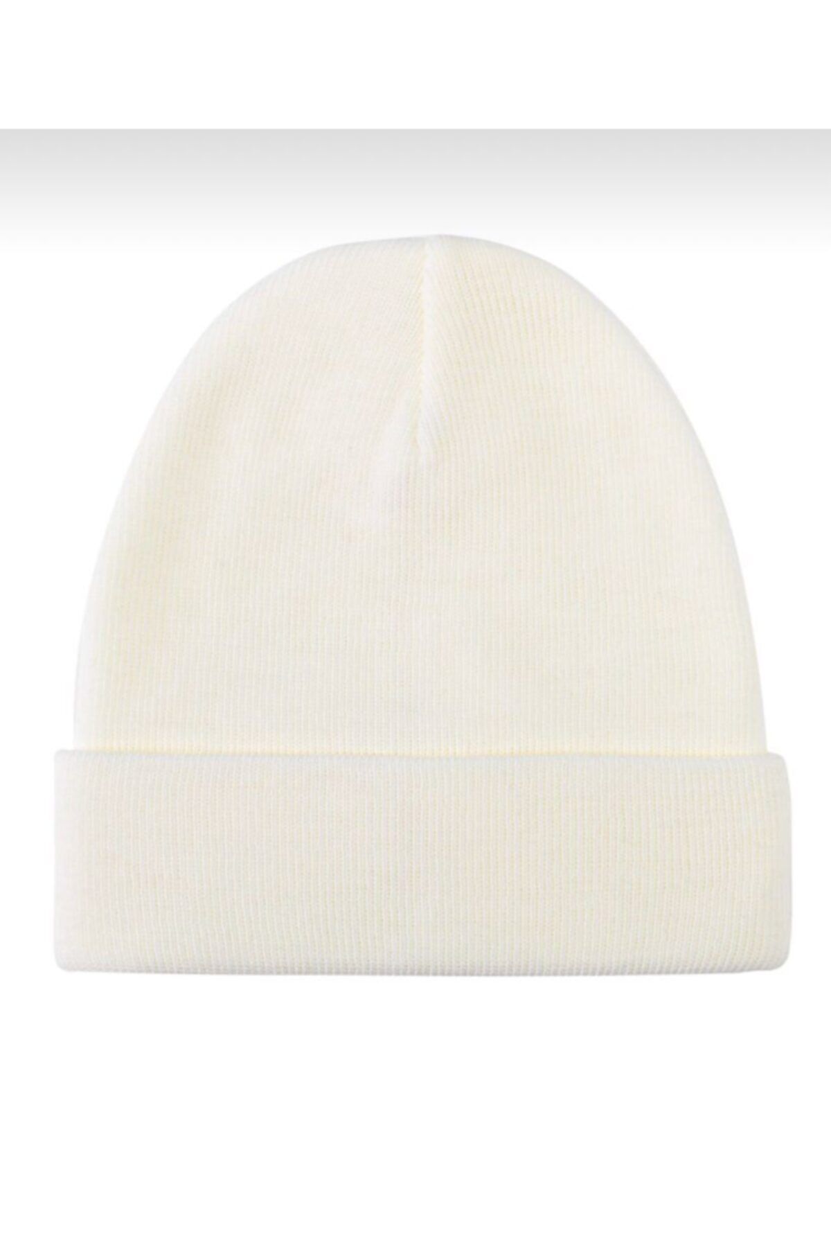 Belifanti Collection Katlanır Unisex Düz Bere Ekru