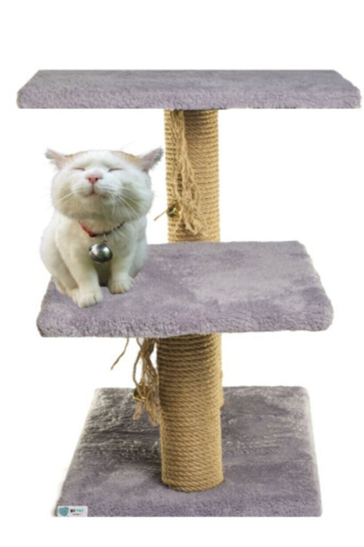 BYPET Step By Step Iki Direkli Oturaklı - Çıngıraklı- Kedi Tırmalama Tahtası