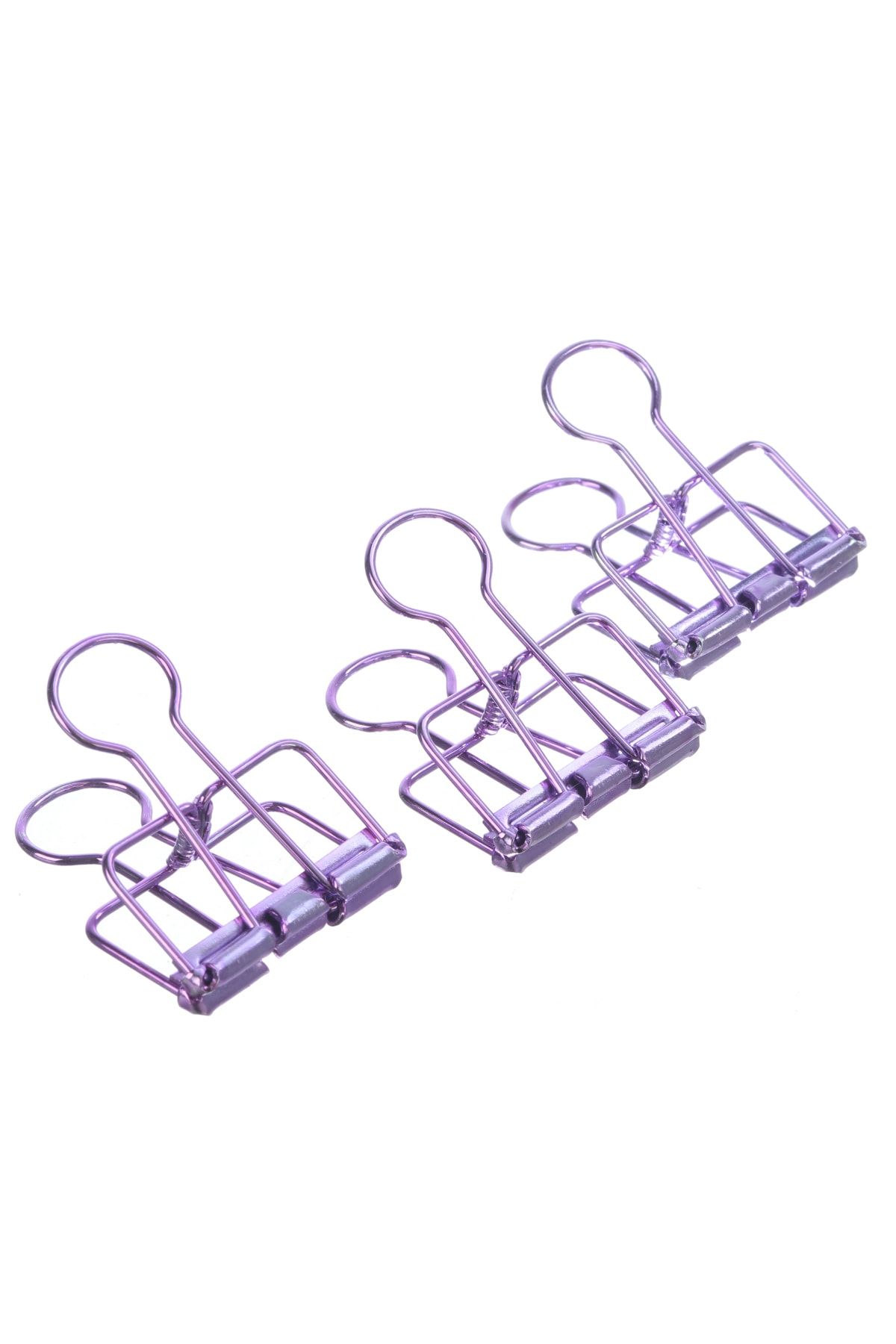 Vox Art Metal Kağıt Klipsi 3 Adet - Mor Renk - 5 X 9,5 Cm