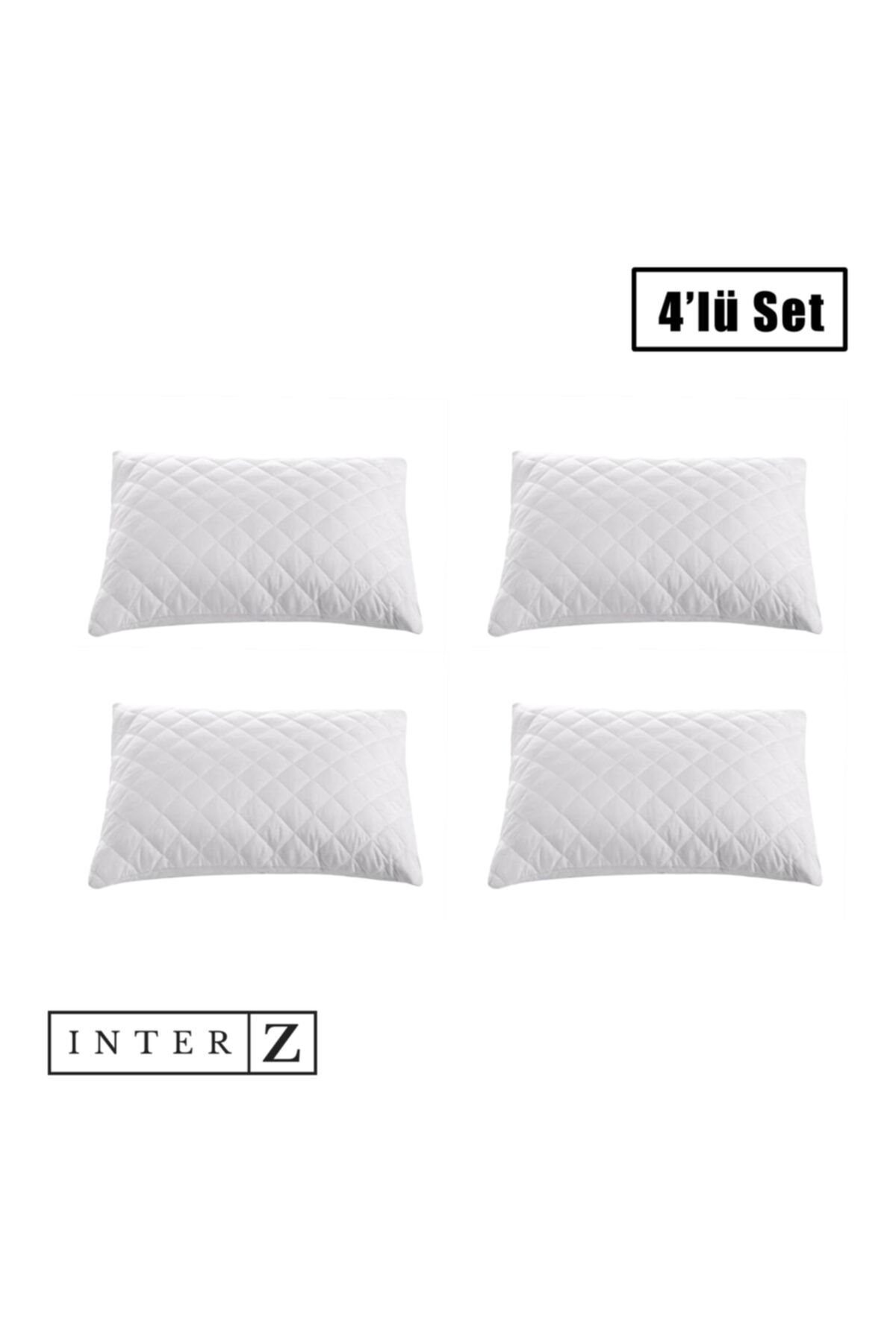 INTER Z 4'lü Set Yastık Koruyucu, Pamuklu Kapitoneli Yastık Alezi, 50 X 70 Cm