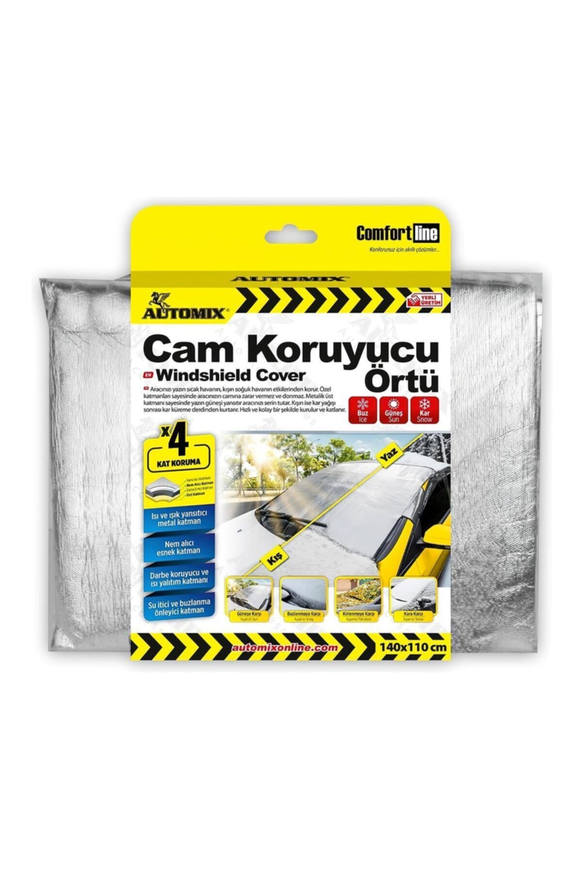 Automix Oto Ön Cam Koruyucu Örtü 4 Katmanlı Güçlü Koruma