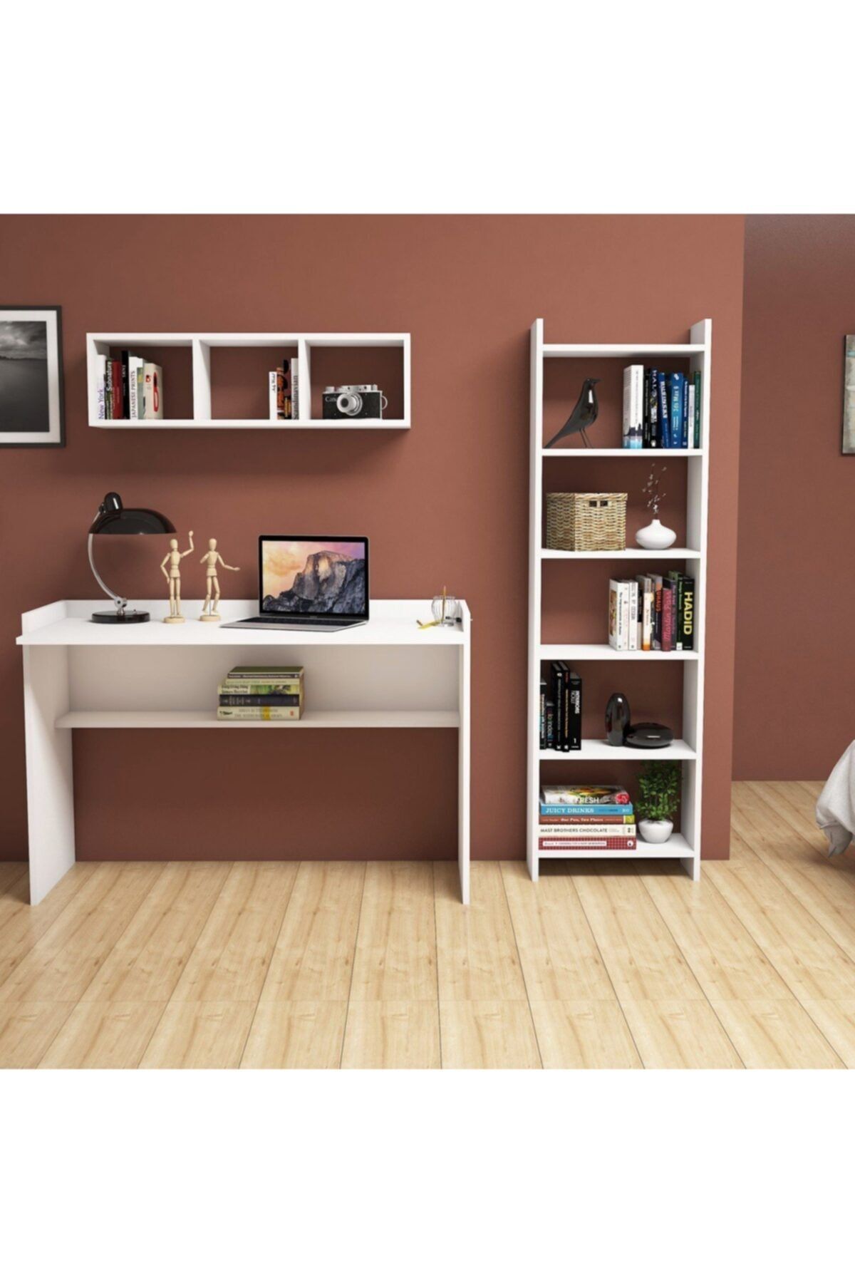 dekorstilim Kitaplıklı Çalışma Mdf Bilgisayar Masası