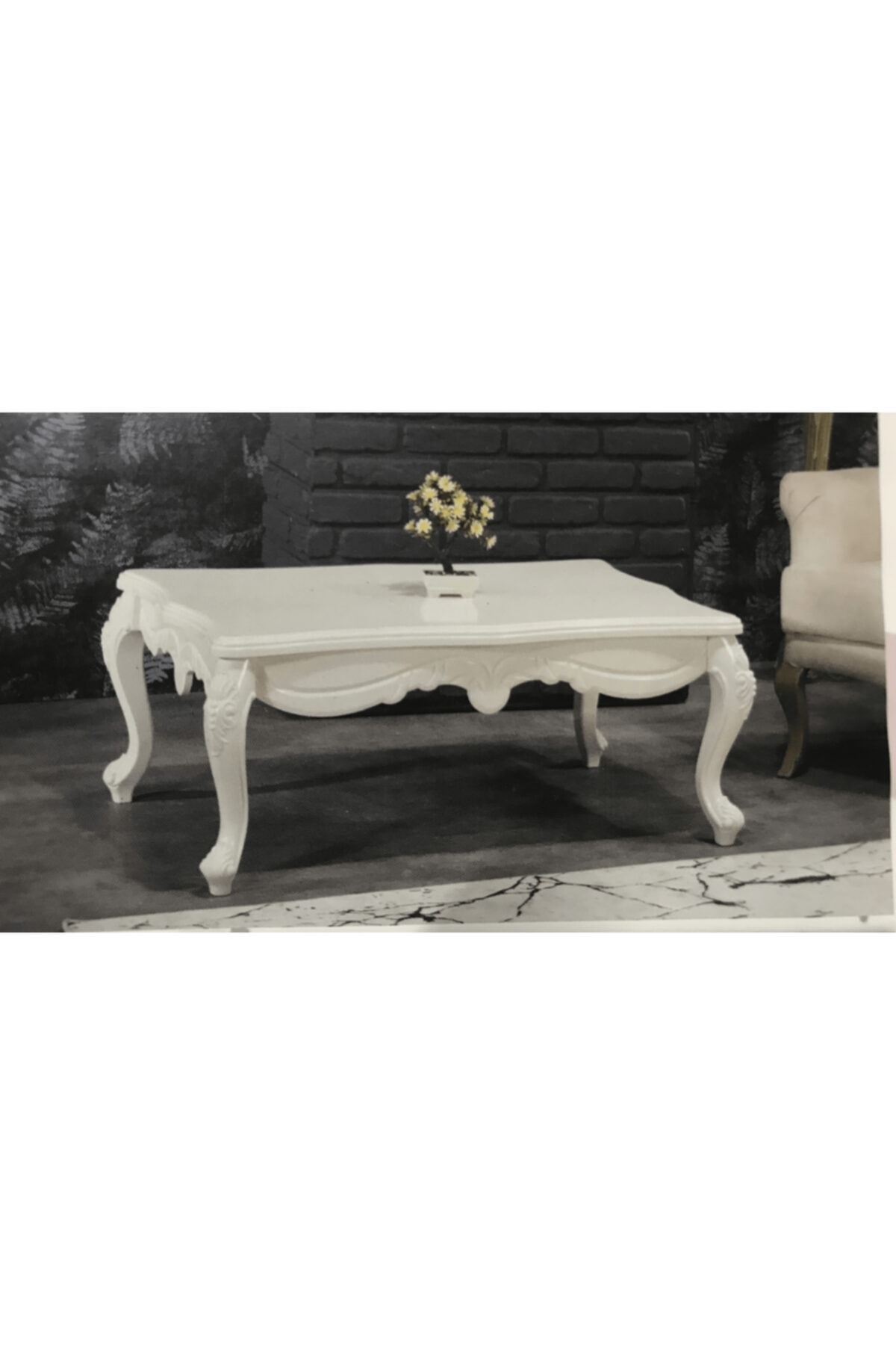 Belis Lüks Orta Sehpa Varaklı Rumeli Lake Beyaz