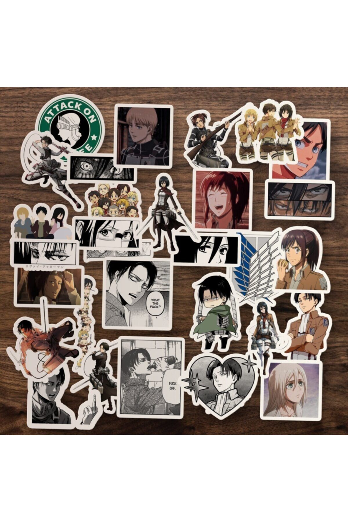 Stickir 30'lu Attack On Titan Anime Sticker Paketi - Yüksek Kaliteli Laptop Çıkartma
