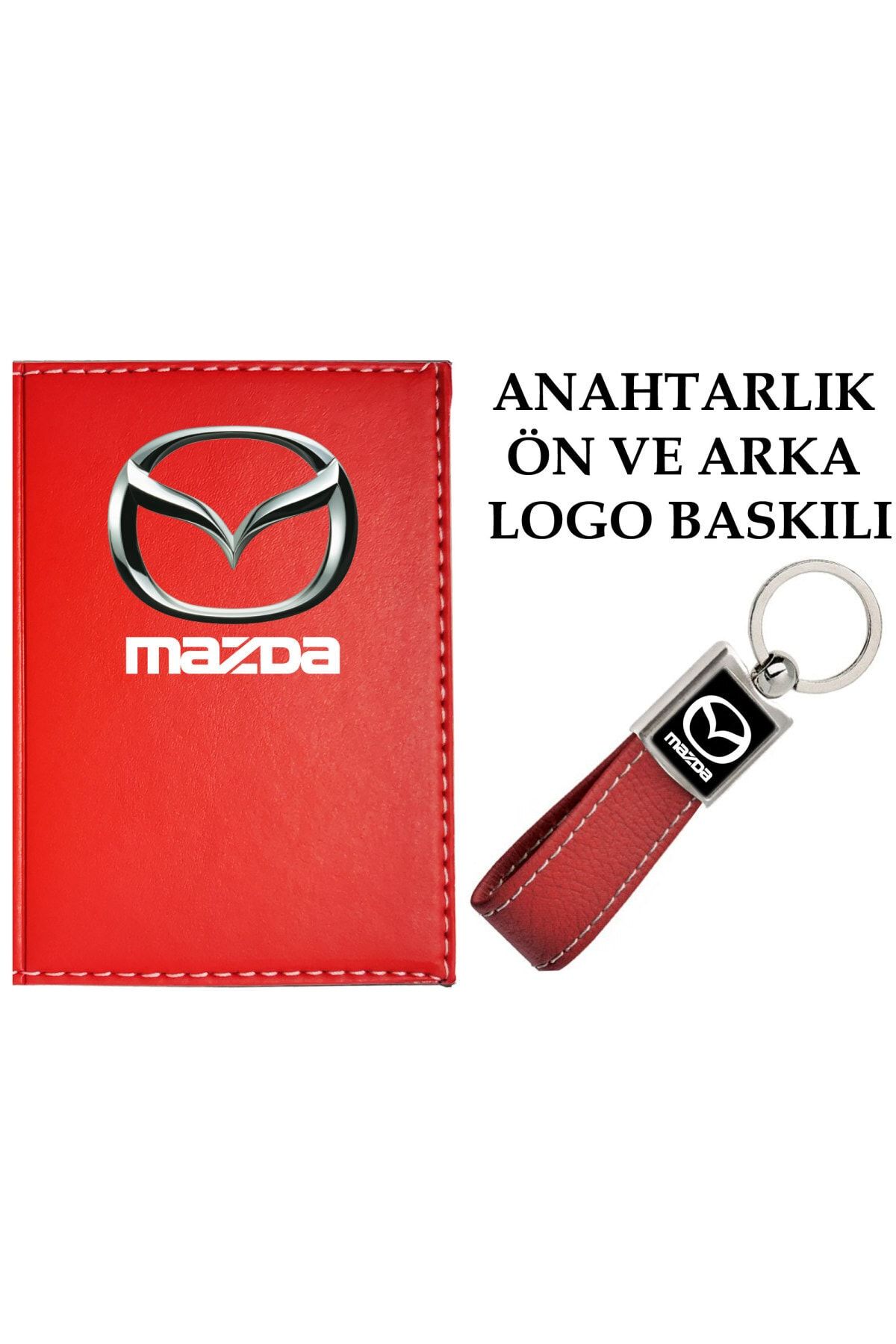 promosyon denizi Mazda Logolu Kırmızı Ruhsat Kabı Ve Mazda Logolu Anahtarlık