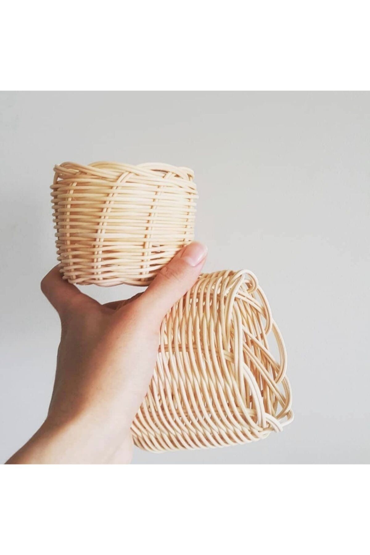 Bohem Stil Rattan Bambu Hasır Ikili Saksı