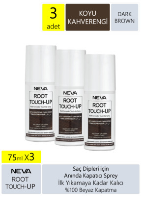 Neva Root Touch Up Kapatıcı Sprey 75 Ml Koyu Kahve 3 Adet Image 0
