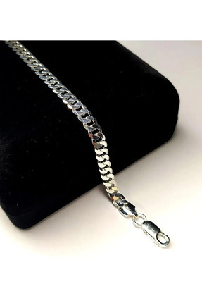 Unisex Gümüş Renk Italyan Gurmet Bileklik 6 Mm Genişlik 21 Cm Image 0
