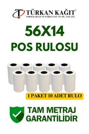 56x14 Termal Rulo - Yazarkasa Pos Rulosu 10 Paket 100 Adet Image 0