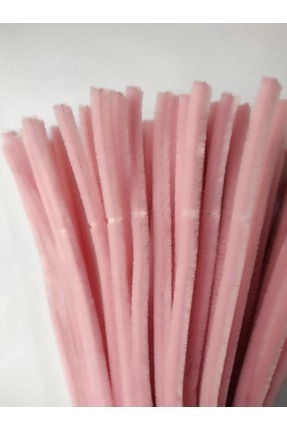 50 Adet Pastel Pembe Şönil, Çiçek Yapımına Uygun Tüylü Tel, 30 Cm 6mm Image 1