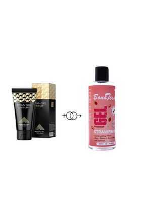 Isıtıcılı Çilek Aromalı Masaj Jeli & Titan Jel Gold Sertleştiricili Krem + 6'Lı HEDİYE Image 0
