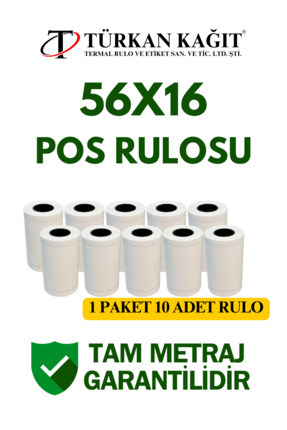 56x16 Termal Rulo - Yazarkasa Pos Rulosu 1 Paket 10 Adet Image 0