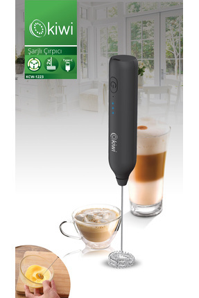 Kcw-1223 Pratik Usb Şarjlı Süt Ve Kahve Köpürtücü Hız Ayarlı Siyah Image 0