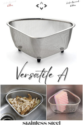 Versatile A Üçgen Lavabo İçi Süzgeç Paslanmaz Çelik Ayaklı Çok Amaçlı Tezgah Üstü Mini Süzgeç Çöp Image 0