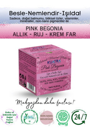 Pink Begonia Nemlendirici - Antioksidan Işıltı Veren Balm (DOĞAL İÇERİKLİ RUJ- ALLIK-FAR) Image 0