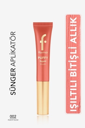 Puffy Nemlendirici Etkili&Parlak Bitişli Sünger Aplikatörlü Likit Allık-002Peachy Glow-8682536093880 Image 0