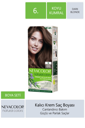 Nevacolor Natural Colors 6. Koyu Kumral - Kalıcı Krem Saç Boyası Seti Image 0
