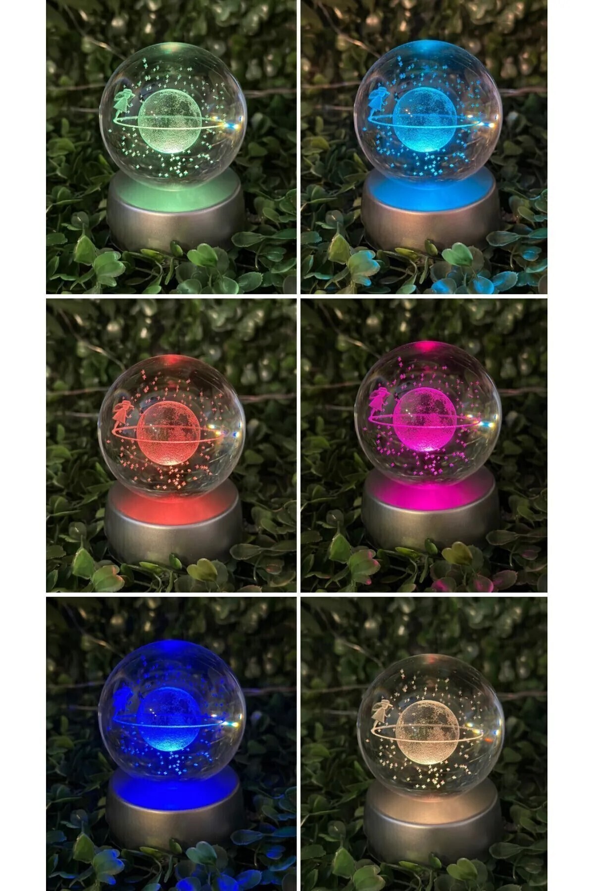 ست هدیه گردنبند صدف استیل Trnish و ست هدیه سه بعدی کهکشان راه شیری Saturn Girl Luminous Glass Globe