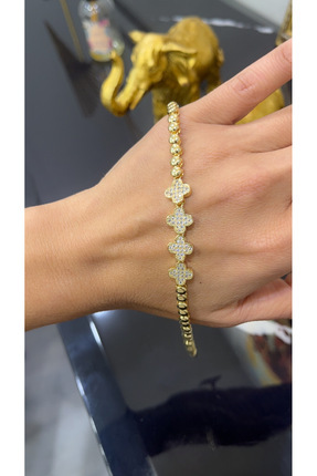 14k Altın Rengi Zirkon Taşlı Xuping Bileklik 18 Cm Image 0