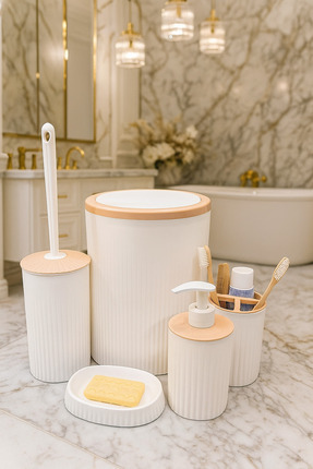 5'li Banyo Seti, Beyaz, Şık Hacim 6 Litre Image 0