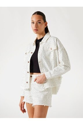 Western % 100 Pamuk Regular Fit Taşlı Kot Ceket W5GN90D5N91 KOT CEKET W5GN90 D5N91 GWBL Image 0
