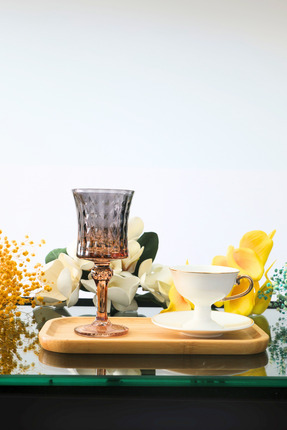 6 Adet Füme Renk Kristal Ayaklı Kahve Yanı Su Ve Meşrubat Bardağı Sunum Bardağı Image 2