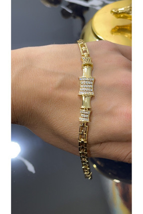 14k Altın Rengi Zirkon Taşlı Xuping Bileklik 18 Cm Image 0