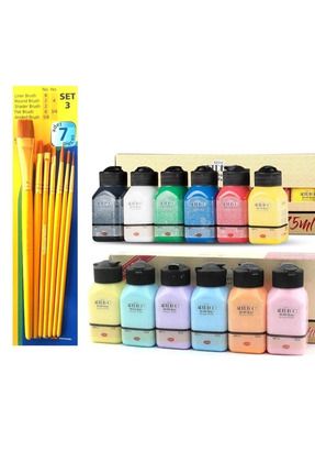 Akrilik Boya Seti 12 X 75 (Canlı Ve Pastel Renkler) Fanart Set3 (7li) Fırça Hediyeli Image 0