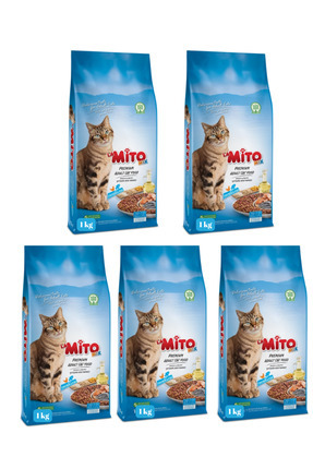 Mix Adult Cat Tavuklu Ve Balıklı Renkli Taneli Yetişkin Kedi Maması 1 Kg 5'li Image 0