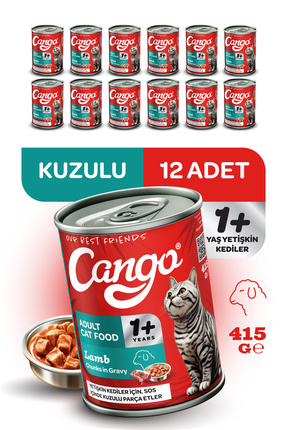 Yetişkin Yaş Kedi Maması Kuzu Etli 415gr 12li Image 0