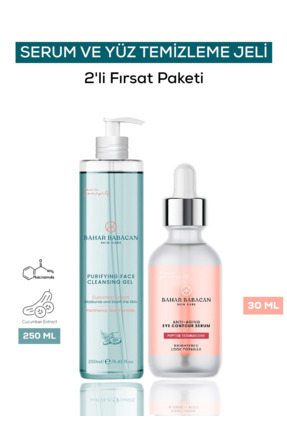 2'Lİ FIRSAT PAKETİ Yüz Yıkama Jeli 250ml +Kırışık Azaltıcı Anti-Aging Eye Contour Serum 30Ml Image 0