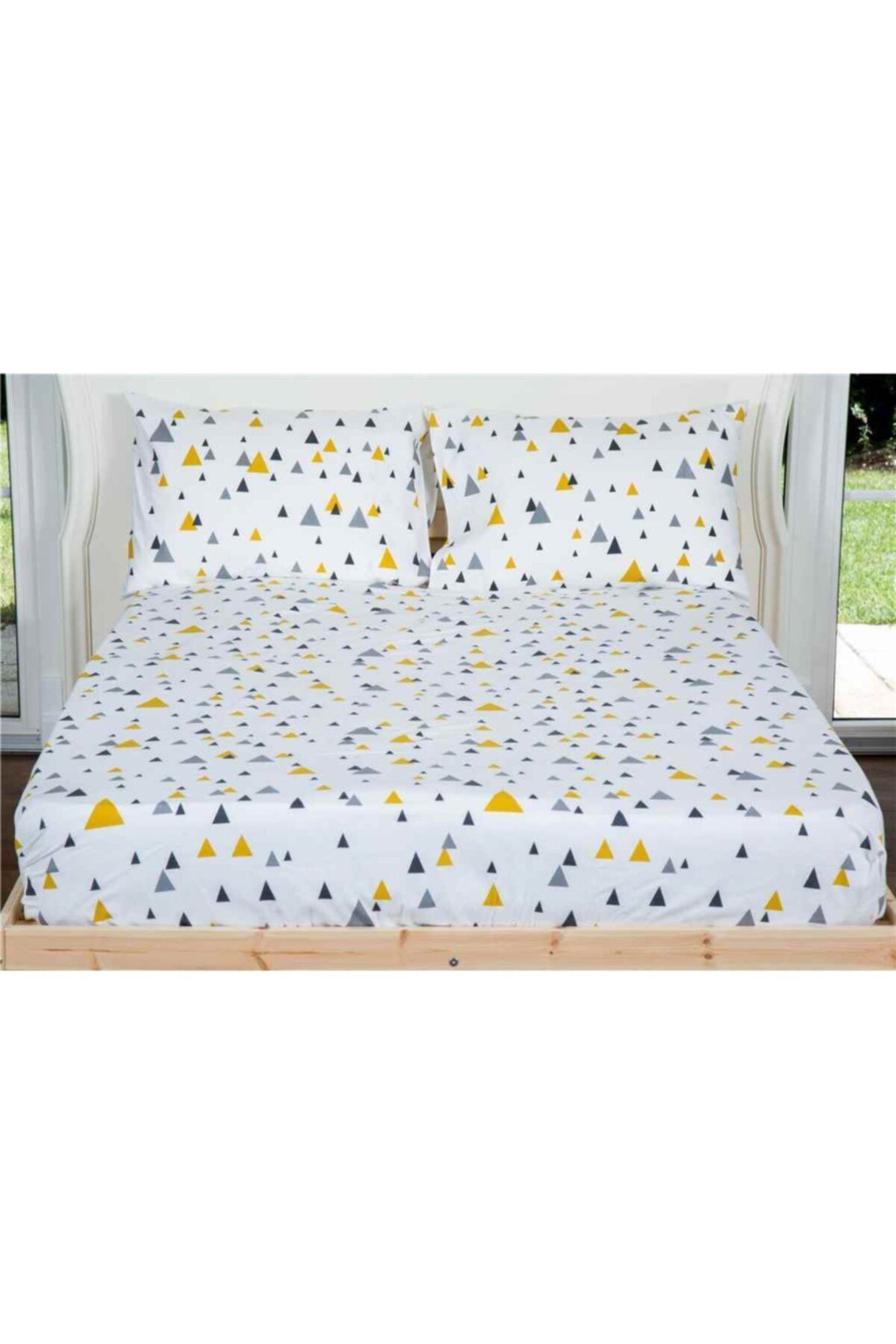 makiteks Maki %100 Pamuklu Pazen (FLANEL) Triangles 100x200 Tek Kişilik Lastikli Çarşaf Takımı