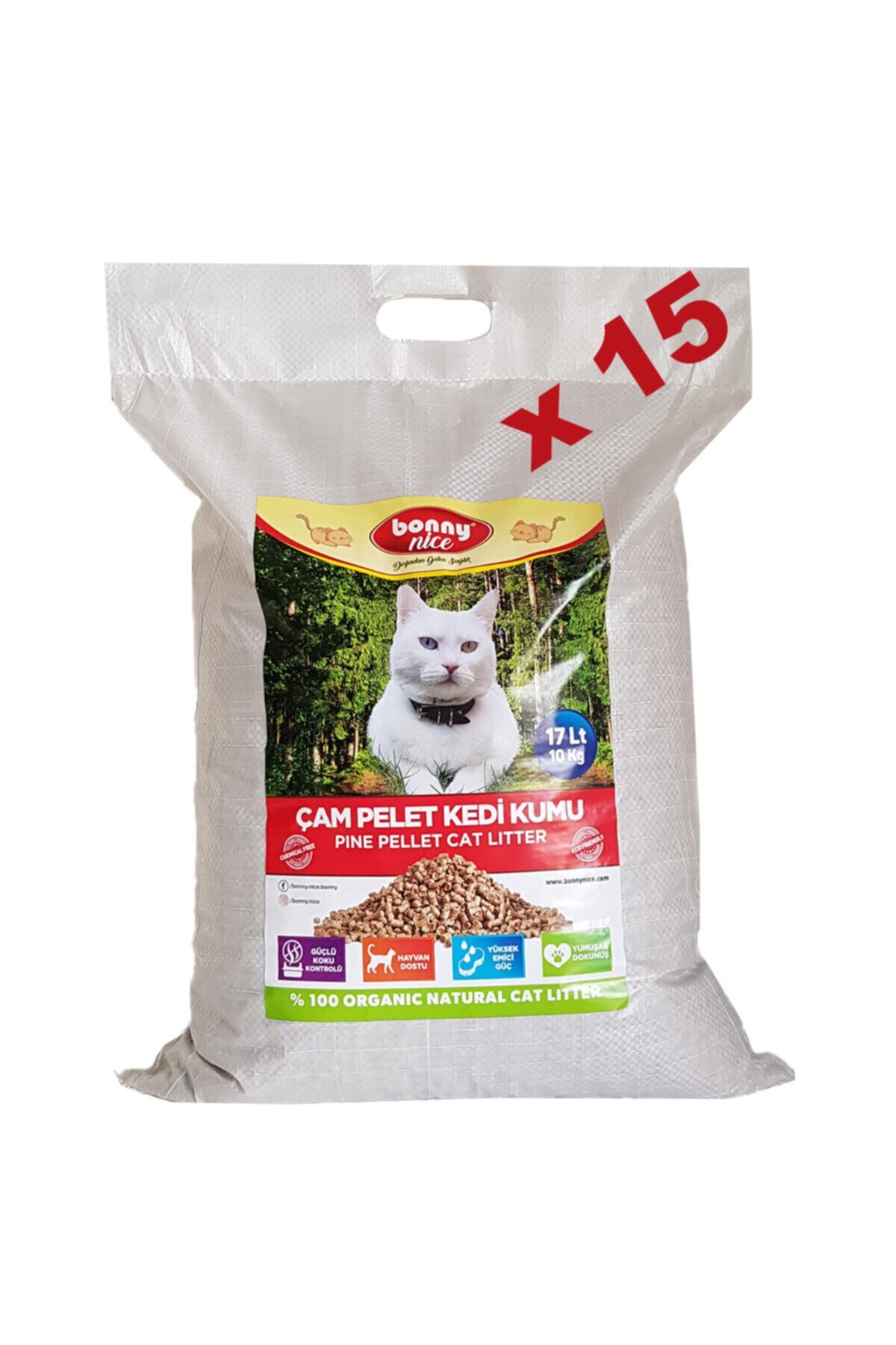 Bonny Nice Organik Kedi Kumu Çam Pellet 10 Kg 17 L X 15 Paket