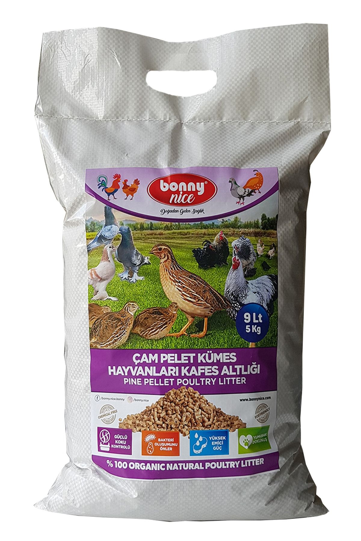 Bonny Nice Bıldırcın Güvercin Süs Tavukları Kafes Altlığı 5 Kg 9 L X 20 Paket