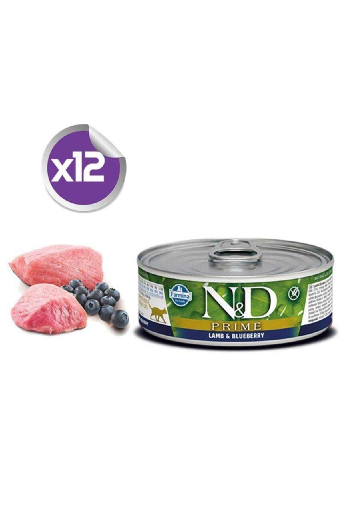 N&D Nd Prime Tahılsız Kuzulu Yaban Mersinli Yetişkin Kedi Konservesi 80 Gr X12