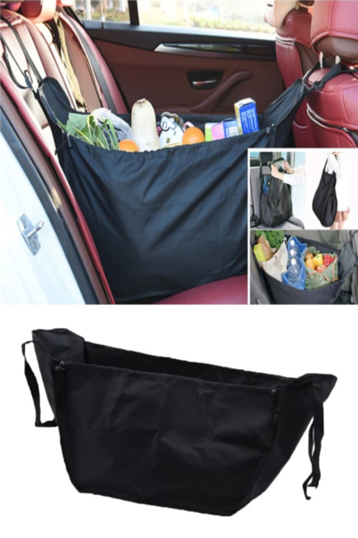 Carneil Düzenleyici Askılı Taşıma Kulplu 90 Litre Siyah Pazar Alışveriş Eşya Taşıma Çantası 11m7p