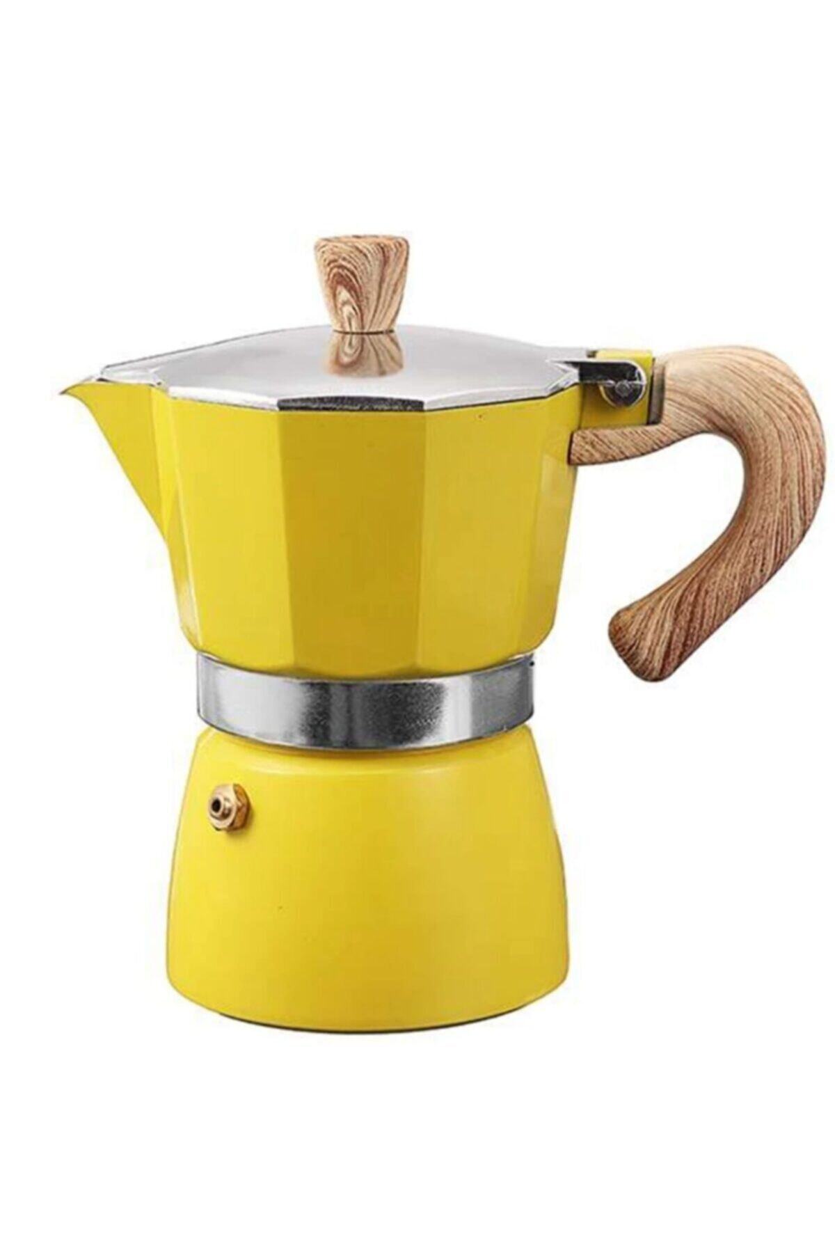 JoyCoffee Moka Pot 3 Cups Sarı (iç Kısmı Alüminyumdur)