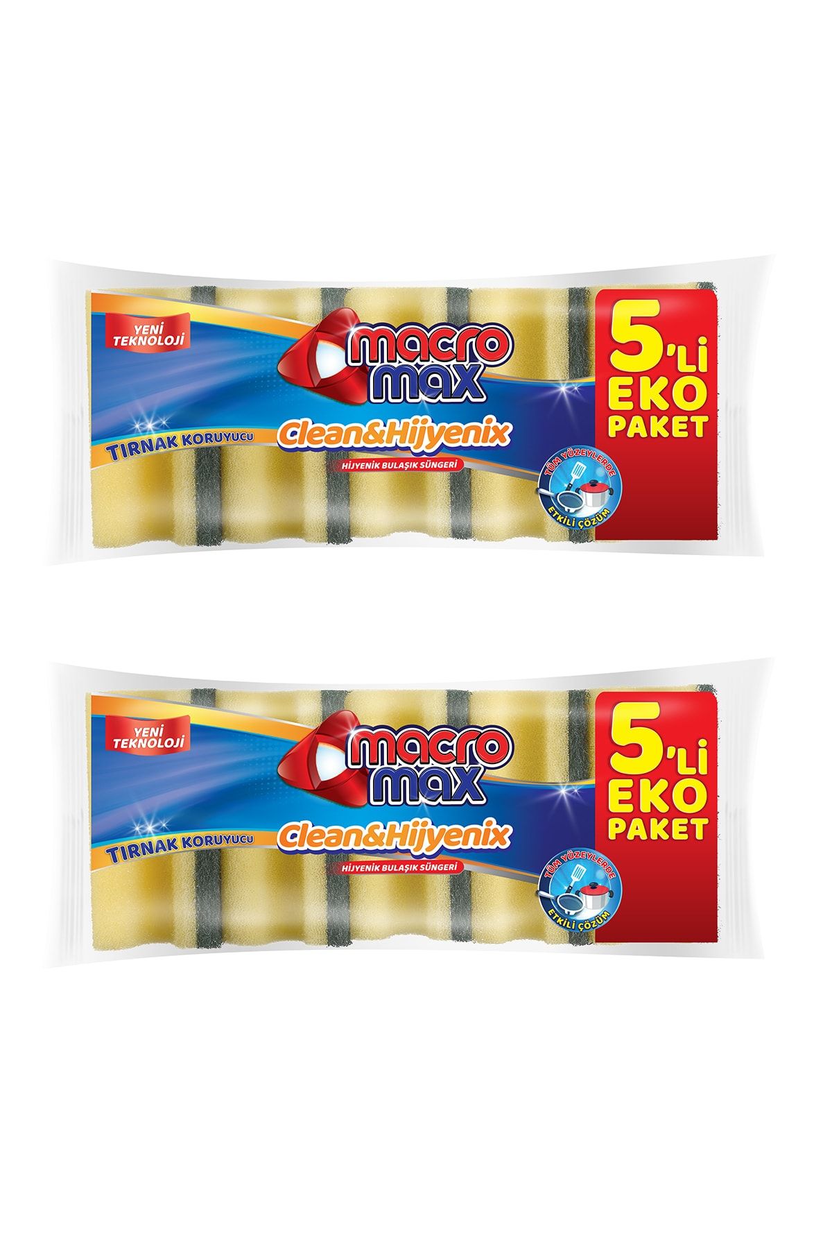 MACROMAX Klasik Yeşil Oluklu Sünger 5'li 2adet