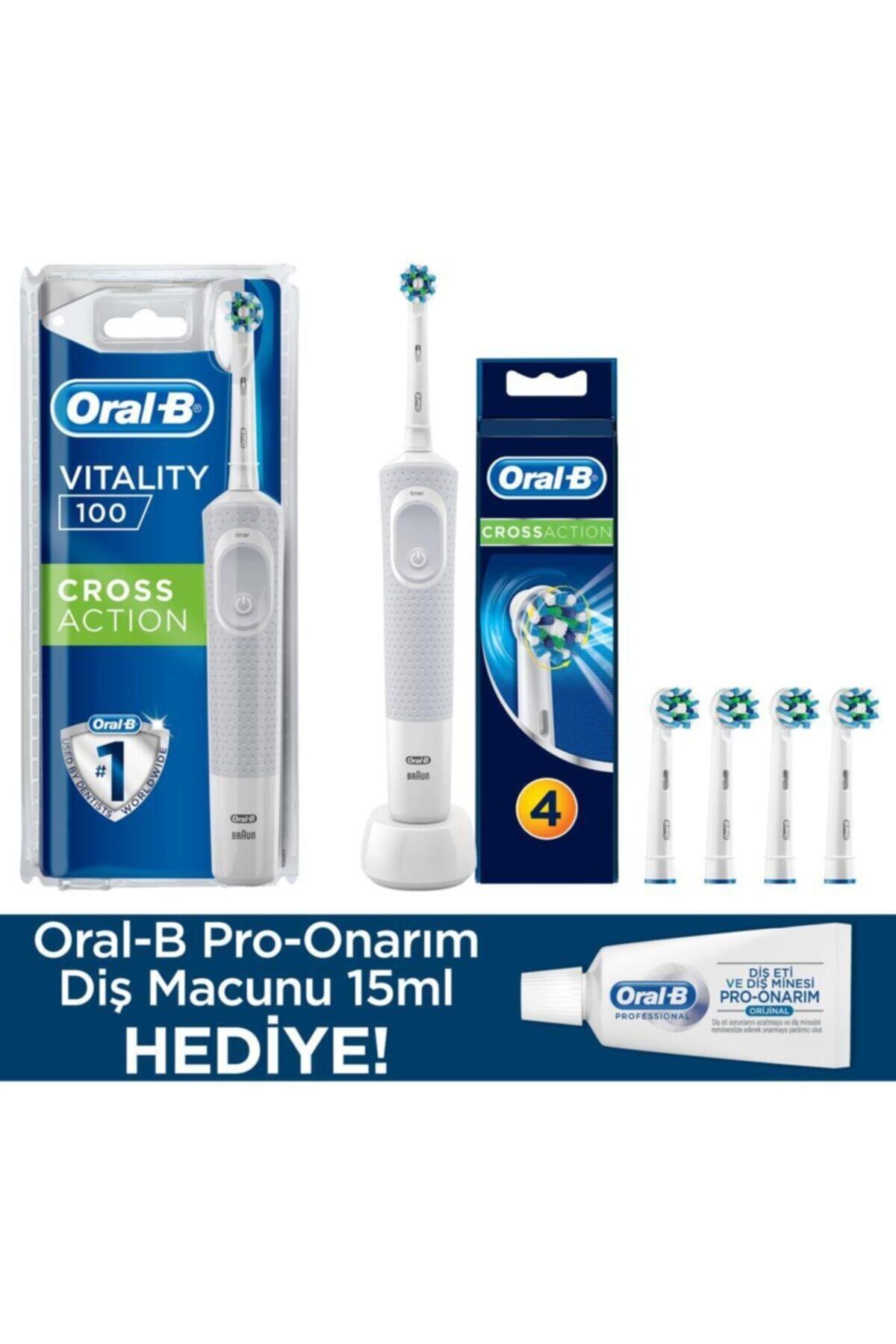 OralB D100 Vitality Cross Action Beyaz+cross Action 4'lü+diş Macunu 15 Ml
