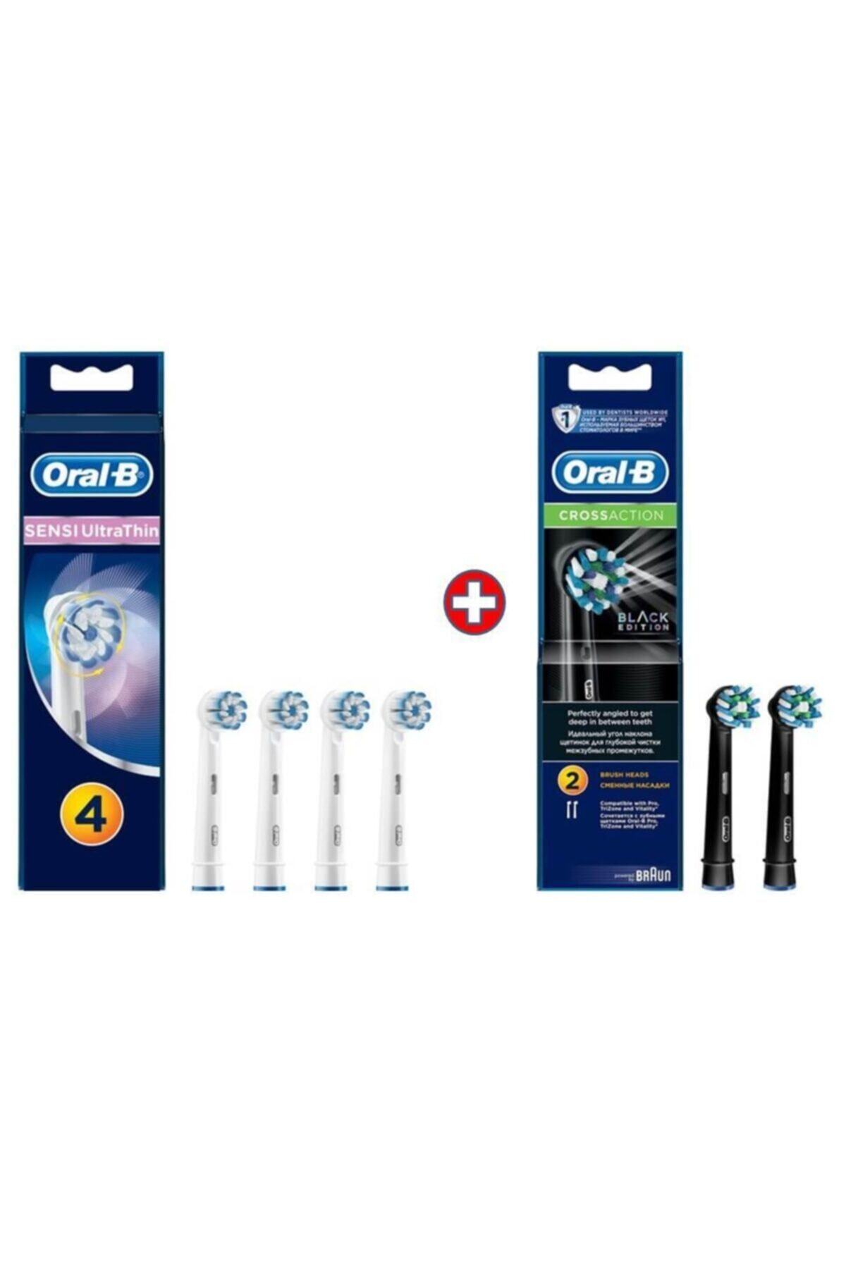 OralB Diş Fırçası Yedek Başlığı Sensi Ultrathin 4'lü+cross Siyah 2'li