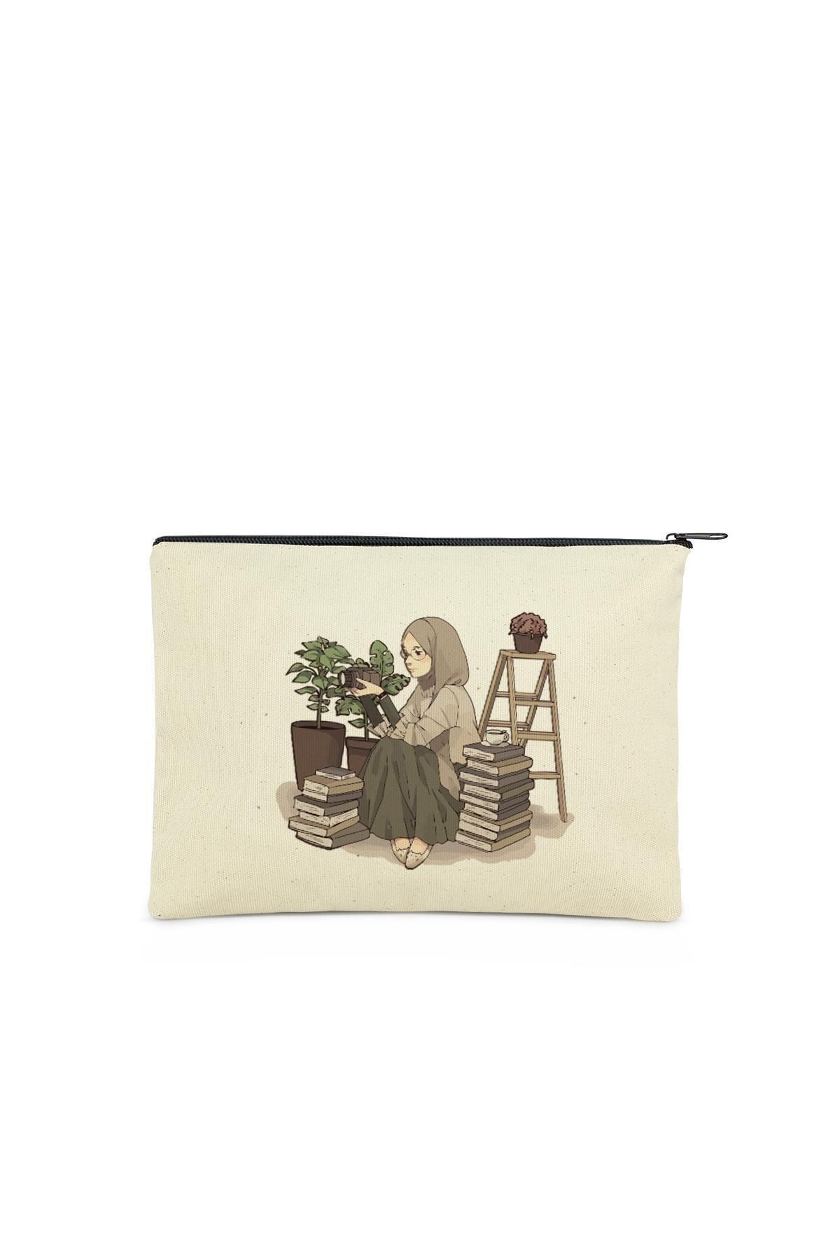 Çınar Bez Çanta Clutch Fotoğrafçı Kız Kanvas Makyaj Çantası