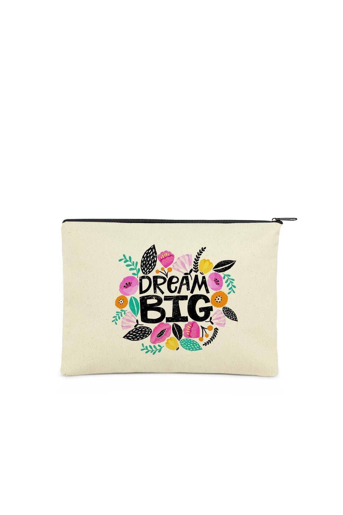 Çınar Bez Çanta Clutch Dream Big Kanvas Makyaj Çantası