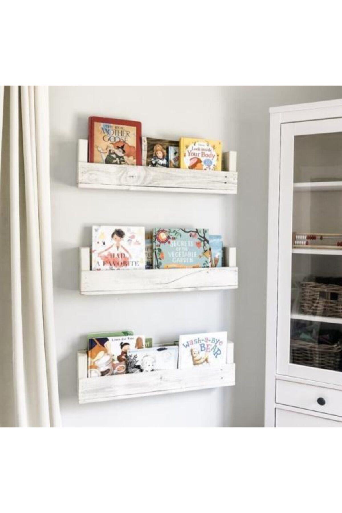 Dekoriye 3 Lü Montessori Çocuk Odası Kitaplık Duvar Rafı