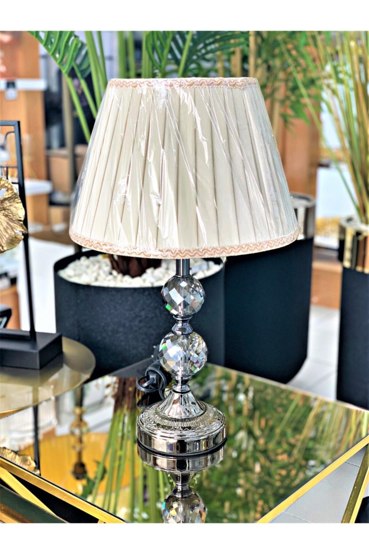 Olcay Home Lüx Kristal Taşlı Abajur
