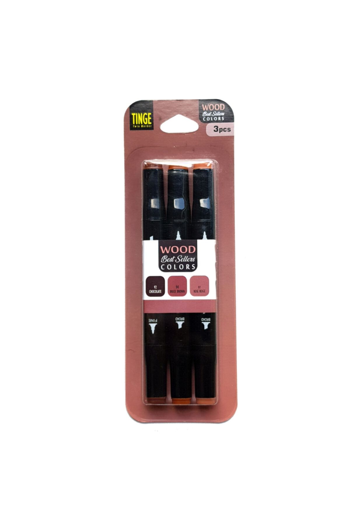 Tinge 3'lü Çift Uçlu Marker Seti Wood (mwd3)