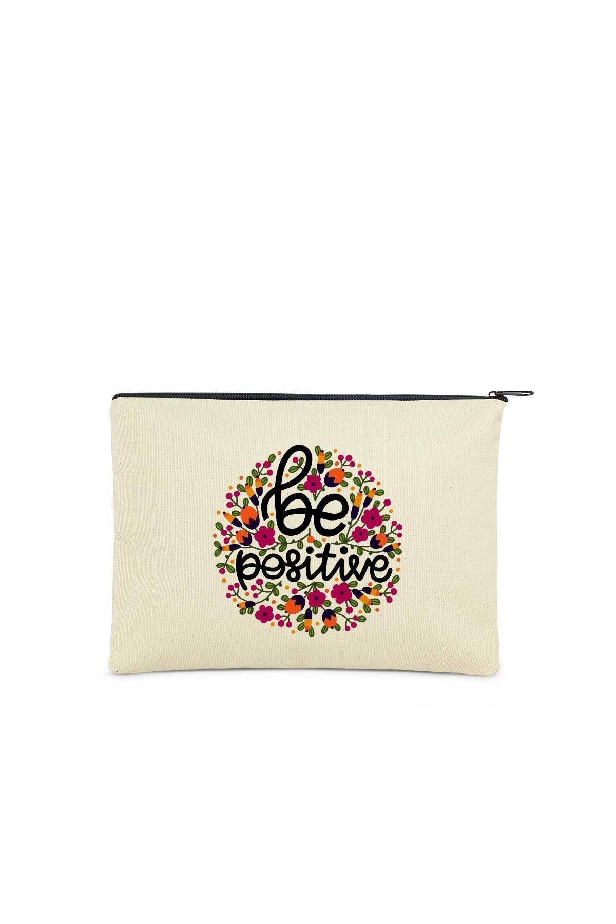 Çınar Bez Çanta Clutch Be Positive Kanvas Makyaj Çantası