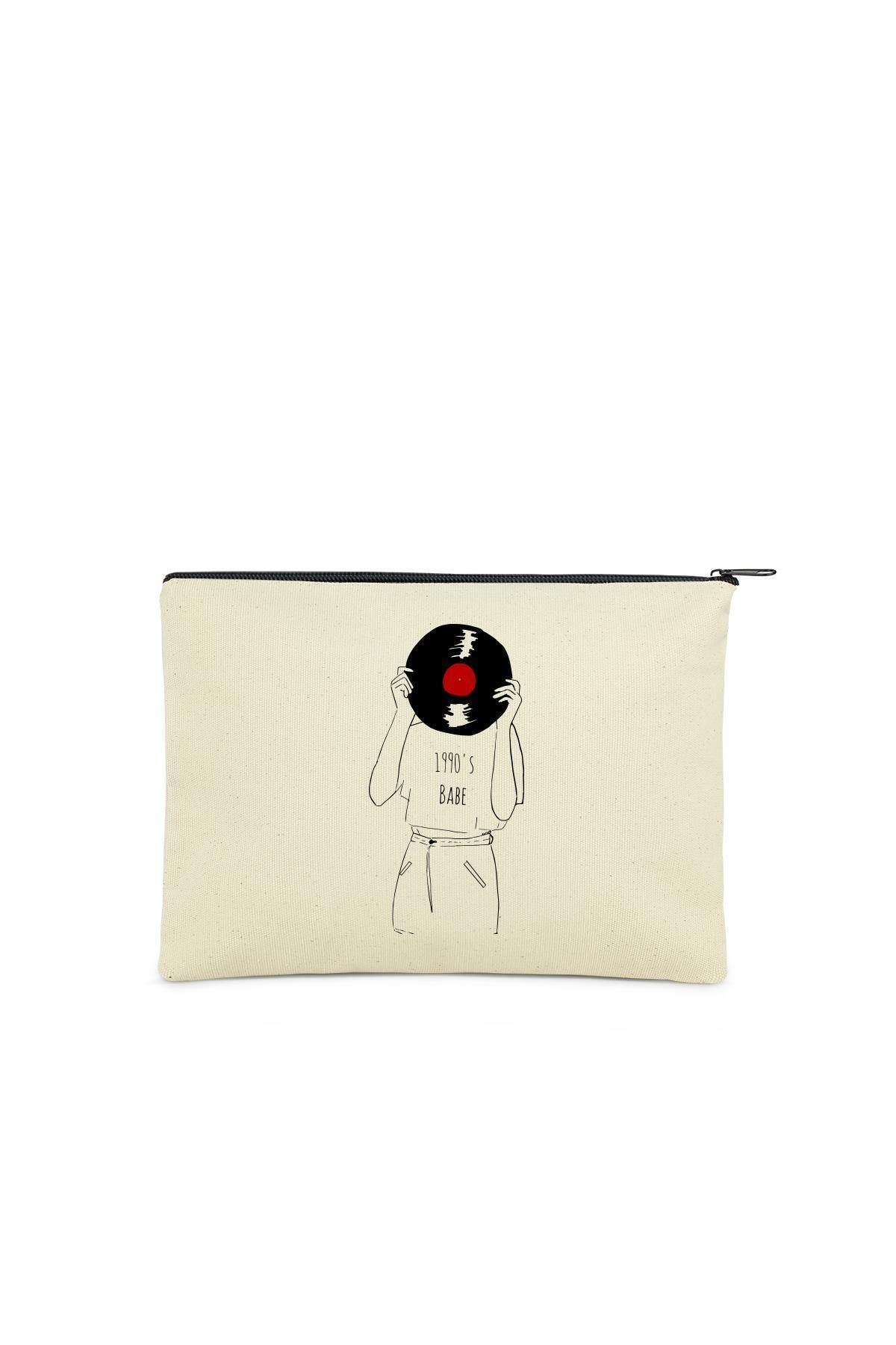 Çınar Bez Çanta Clutch 90s Babe Kanvas Makyaj Çantası